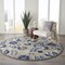 Homeroots 8 ft. Round Natural & Blue Indoor & Outdoor Area Rug 384864 - alternate 6